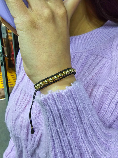 Brazalete Tejido Tubular Oro Laminado 18k