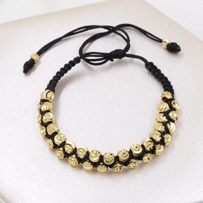 Brazalete Macramé Cruzado Oro Laminado 18K