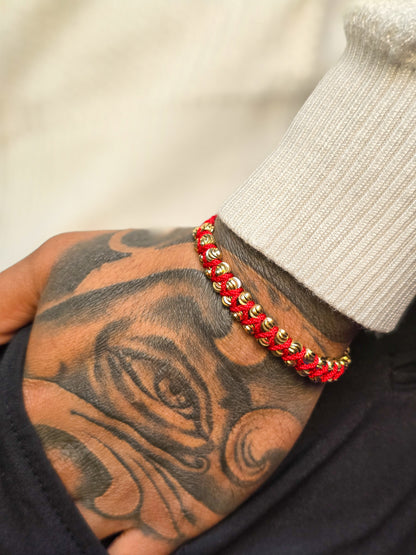 Brazalete Macramé Cruzado Oro Laminado 18K