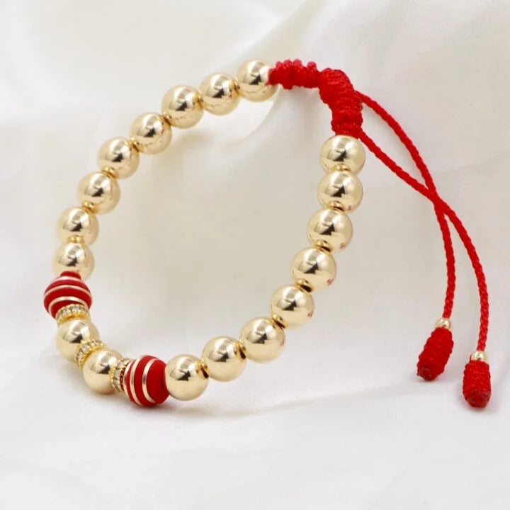 Brazalete Negro Balín Oro Laminado 18k