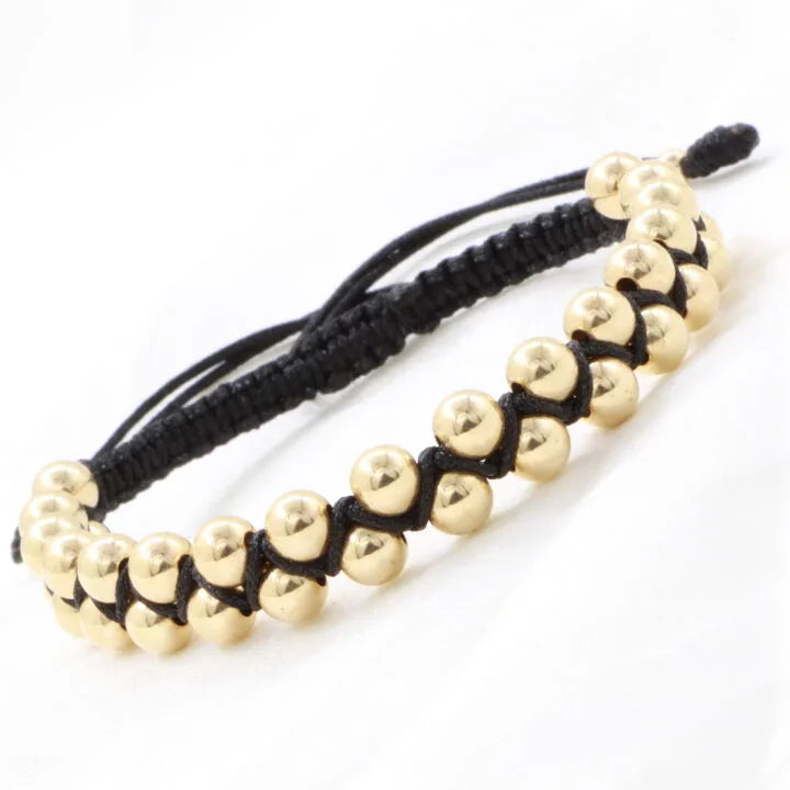 Brazalete Cruzado Negro Oro Laminado 18k