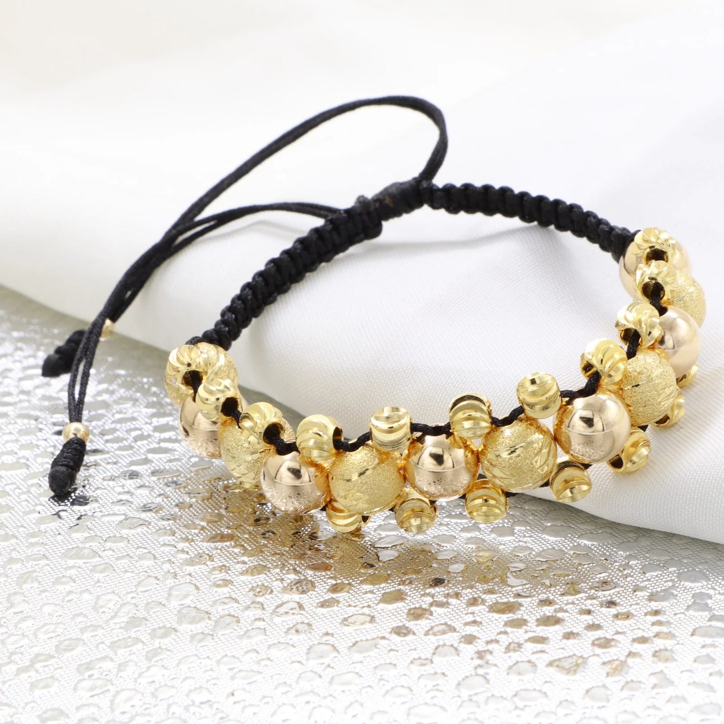 Brazalete Balín Diamantado e Italiano Oro Laminado 18k