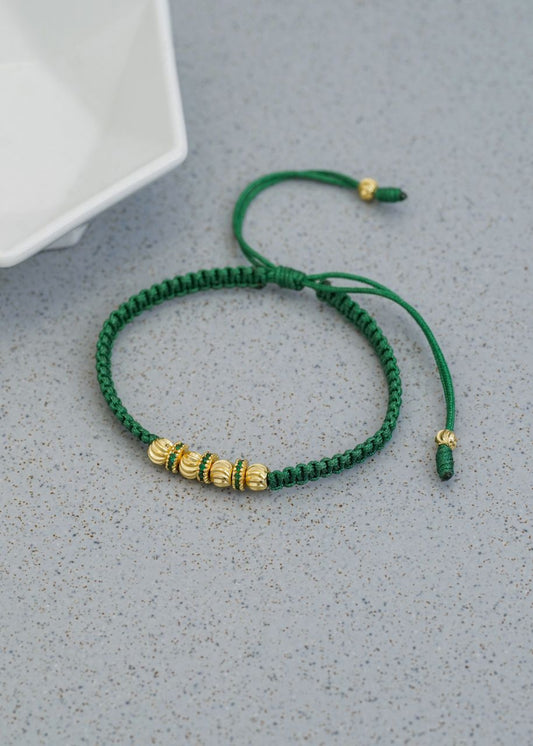 Brazalete Tejido Macramé Oro Laminado 18K