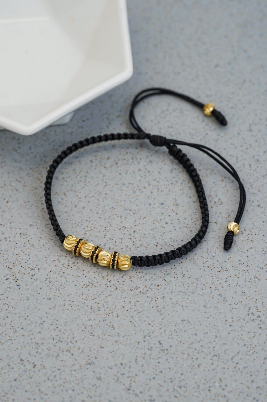 Brazalete Tejido Macramé Oro Laminado 18K