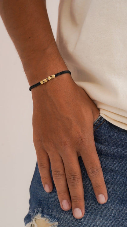 Brazalete Tejido Macramé Oro Laminado 18K