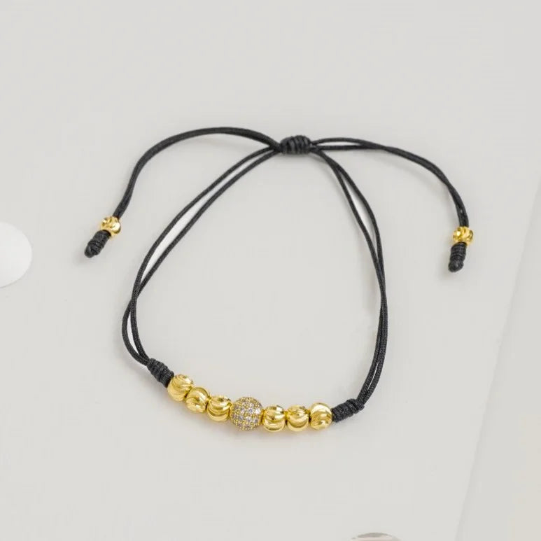 Brazalete Con Bola Circonias Oro Laminado 18K