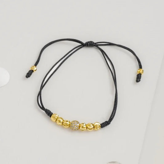 Brazalete Con Bola Circonias Oro Laminado 18K