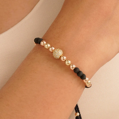 Brazalete Con Herraje Bola de Fuego Balín Oro Laminado 18k