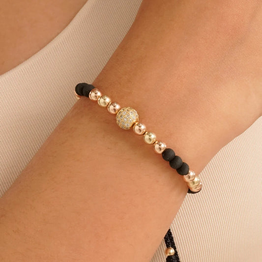 Brazalete Con Herraje Bola de Fuego Balín Oro Laminado 18k