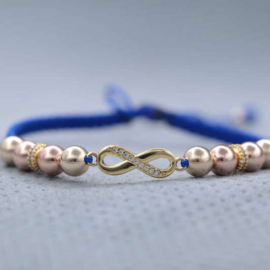 Brazalete Con Herraje Infinito Balín Oro Laminado 18k