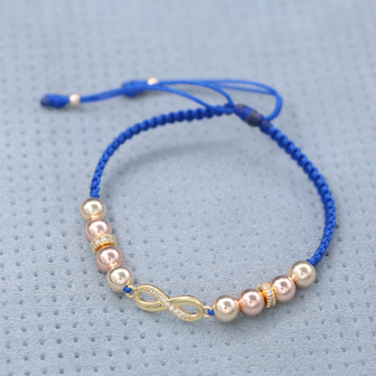 Brazalete Con Herraje Infinito Balín Oro Laminado 18k