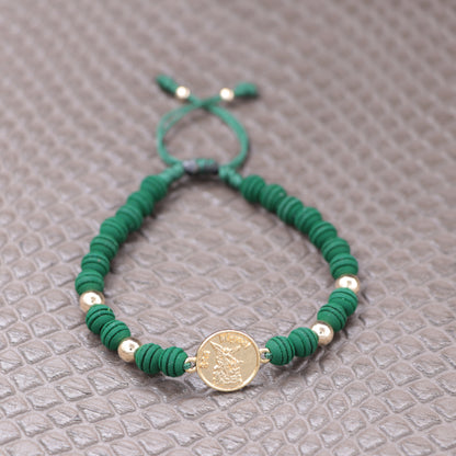 Brazalete Con Herraje Arcángel Oro Laminado 18k