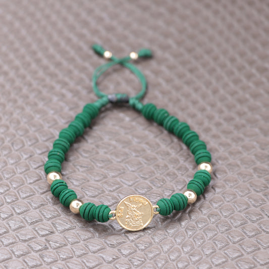 Brazalete Con Herraje Arcángel Oro Laminado 18k