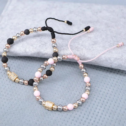 Brazalete Tres Oros Herraje Hexágono Balín Oro Laminado 18k