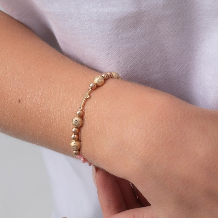 Brazalete Herraje Cruz Balín Oro Laminado 18k