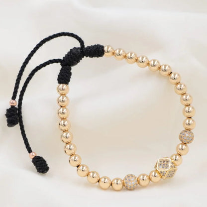 Brazalete Con Hexágono Circonias Oro Laminado 18k