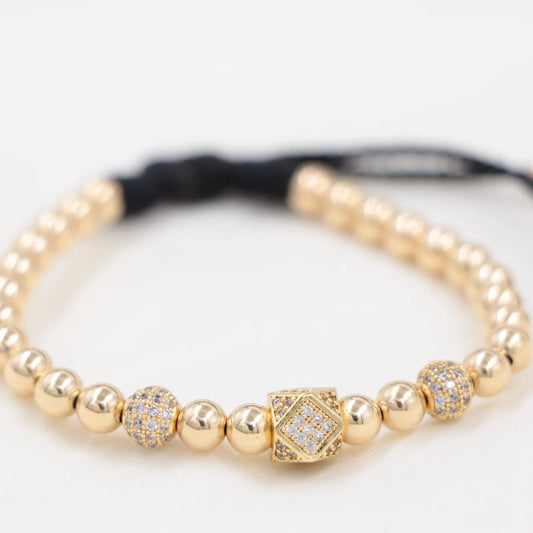 Brazalete Con Hexágono Circonias Oro Laminado 18k