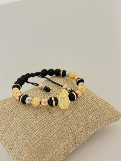 Brazalete Virgen Milagrosa Tres Oros Oro Laminado 18k