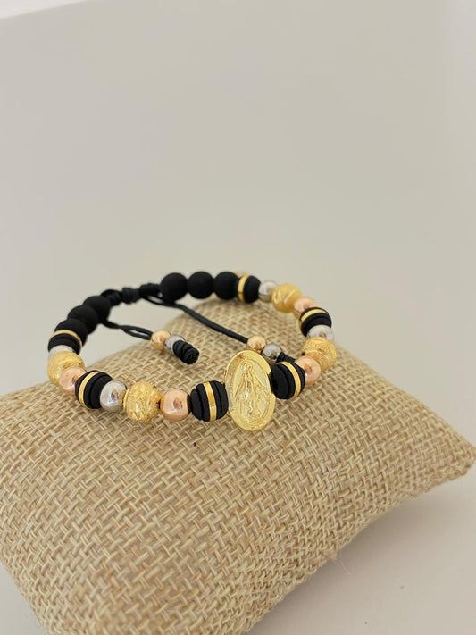 Brazalete Virgen Milagrosa Tres Oros Oro Laminado 18k