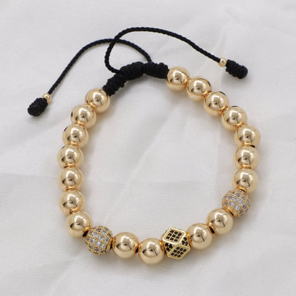 Brazalete Con Hexágono Oro Laminado 18k