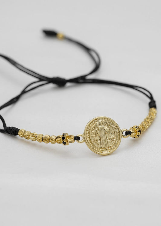 Brazalete Con San Benito Oro Laminado 18K