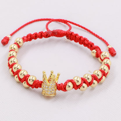 Brazalete Cruzado Corona Oro Laminado 18K