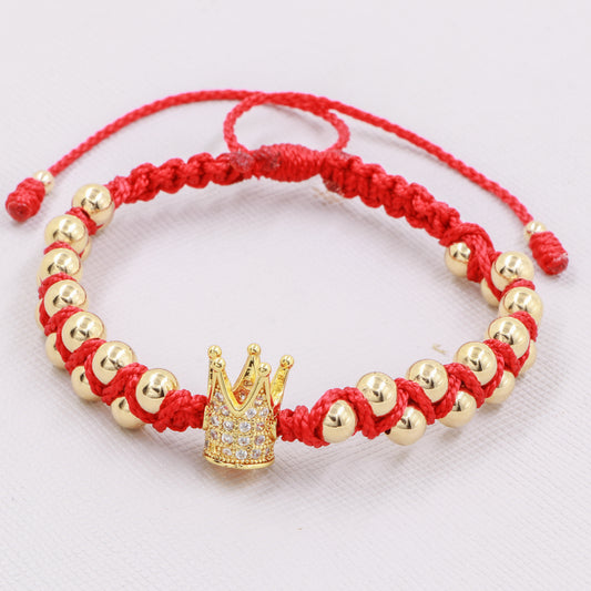 Brazalete Cruzado Corona Oro Laminado 18K