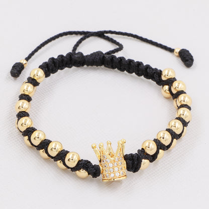 Brazalete Cruzado Corona Oro Laminado 18K