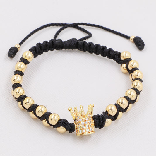 Brazalete Cruzado Corona Oro Laminado 18K