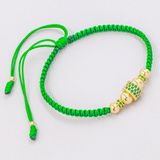 Brazalete Macrame Con Rondeles Oro Laminado 18K