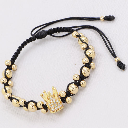 Brazalete Corona Con Circonias Oro Laminado 18K
