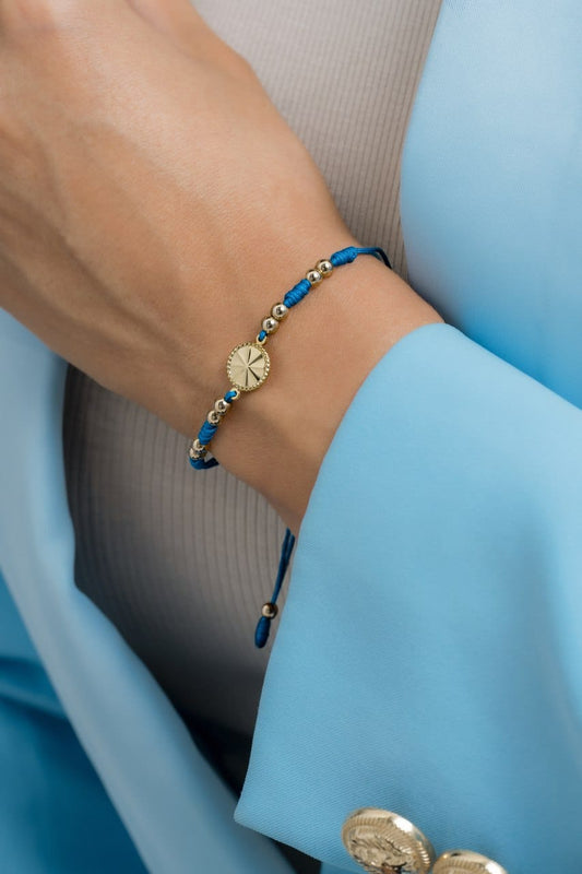 Brazalete Azul Rey Estrella Rim En Oro Laminado 18k