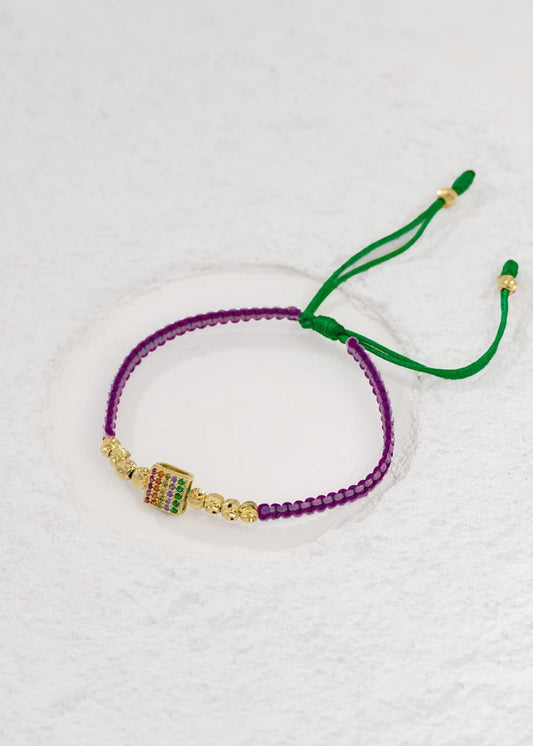 Brazalete Colors Tejido Macramé En Oro Laminado 18k