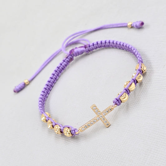 Brazalete Cruz Circonias Oro Laminado 18K