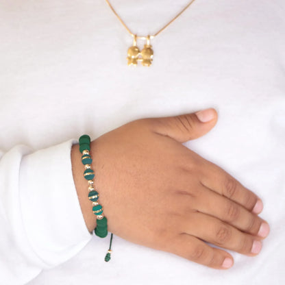 Brazalete Verde Balín Oro Laminado 18K