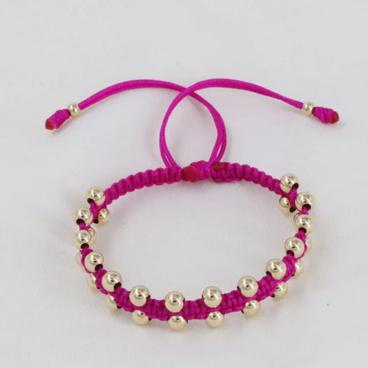 Brazalete Tejido Balín En Oro Laminado 18k
