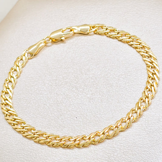 Pulsera Cubana Cruzada Oro Laminado 18k