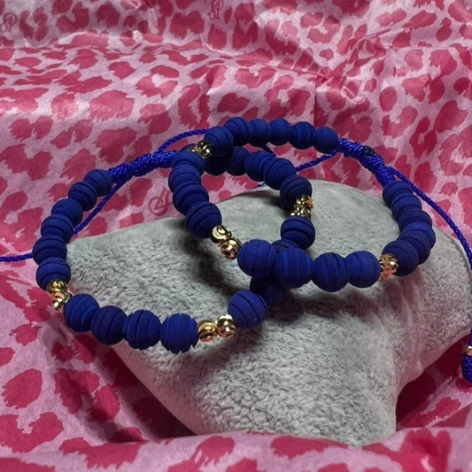 Brazaletes Con Italianos Azul Oro Laminado 18k