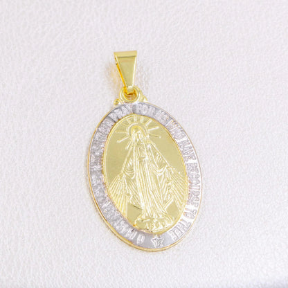 Colgante Virgen Milagrosa Grande Oro Laminado 18k