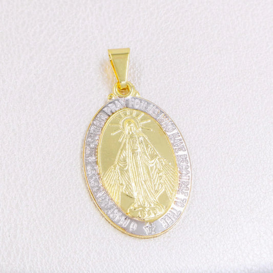 Colgante Virgen Milagrosa Grande Oro Laminado 18k