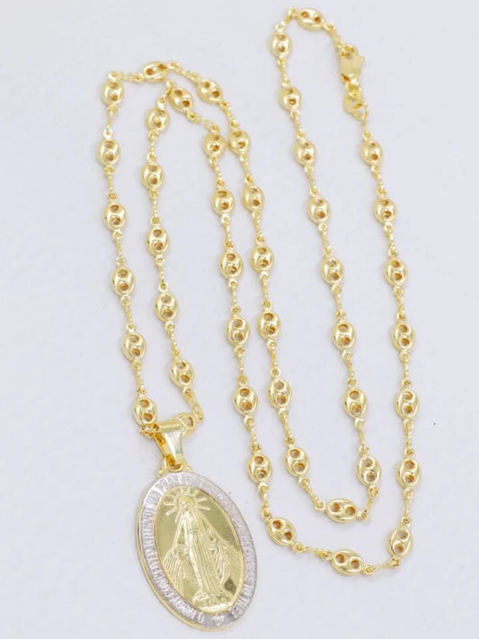 Colgante Virgen Milagrosa Grande Oro Laminado 18k