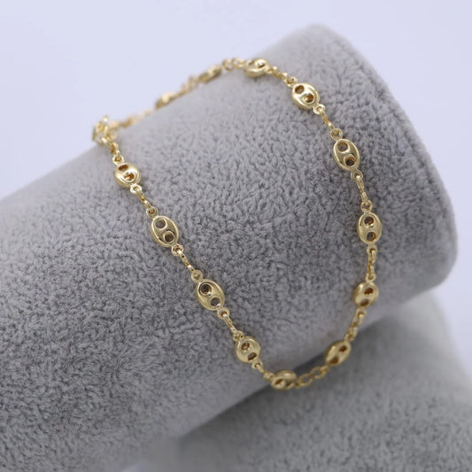 Tobillera Tejido Gucci Semigruesa Oro Laminado 18k
