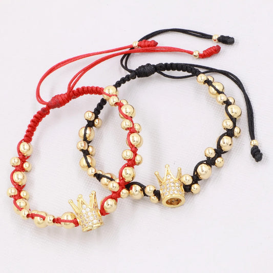 Brazaletes Coronas Con Circonias Parejas Oro Laminado 18K