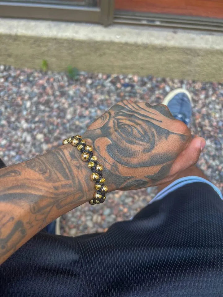 Brazalete Zig Zag Tejido En Oro Laminado 18k