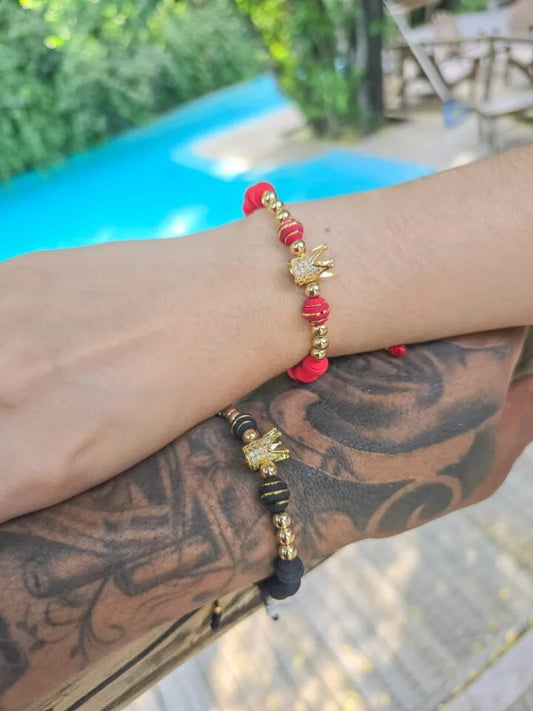 Brazaletes Rey y Reina Oro Laminado 18k