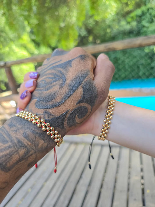 Brazalete Triple Carril Parejas Oro Laminado 18k