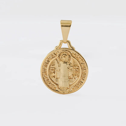 Medalla de San Benito Mediano Oro Laminado 18k