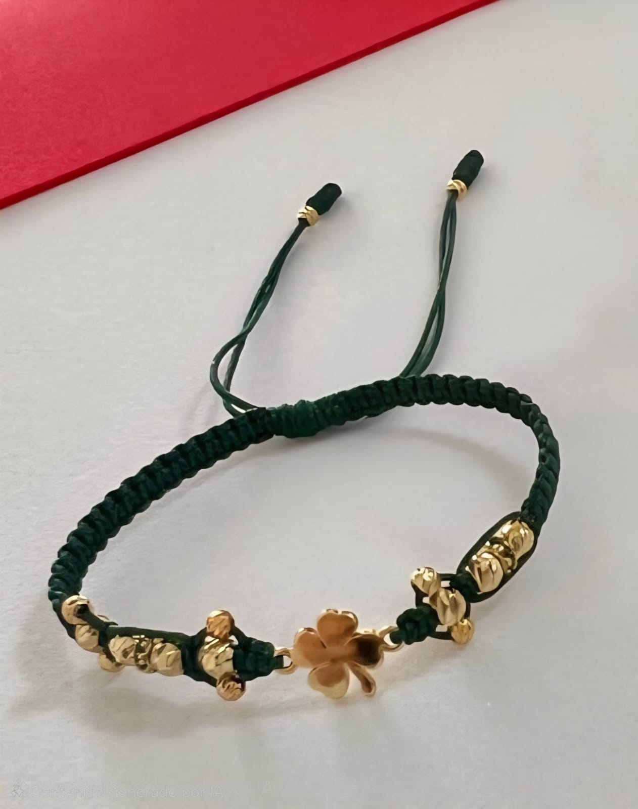 Brazalete Ajustable Herraje De Trébol En Oro Laminado 18K