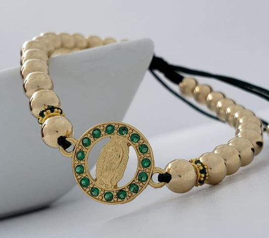 Brazalete Ajustable Protección y Fe En Oro Laminado 18K