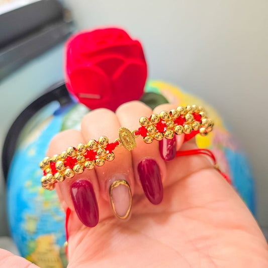 Brazalete Ajustable Virgen Oro Laminado 18k